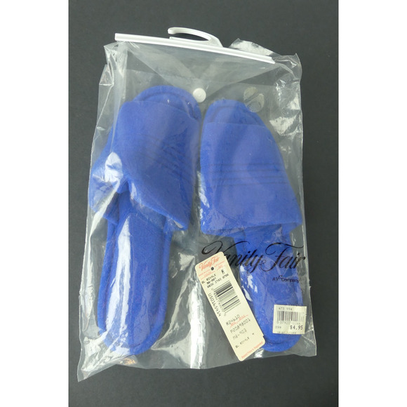 NOS Women’s Vanity Fair Slippers MEDIUM (6.5-7.5) Vintage Royal Blue Washable - Picture 1 of 5